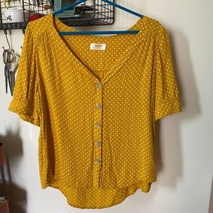 Anthropologie Maeve Hansley yellow dot blouse